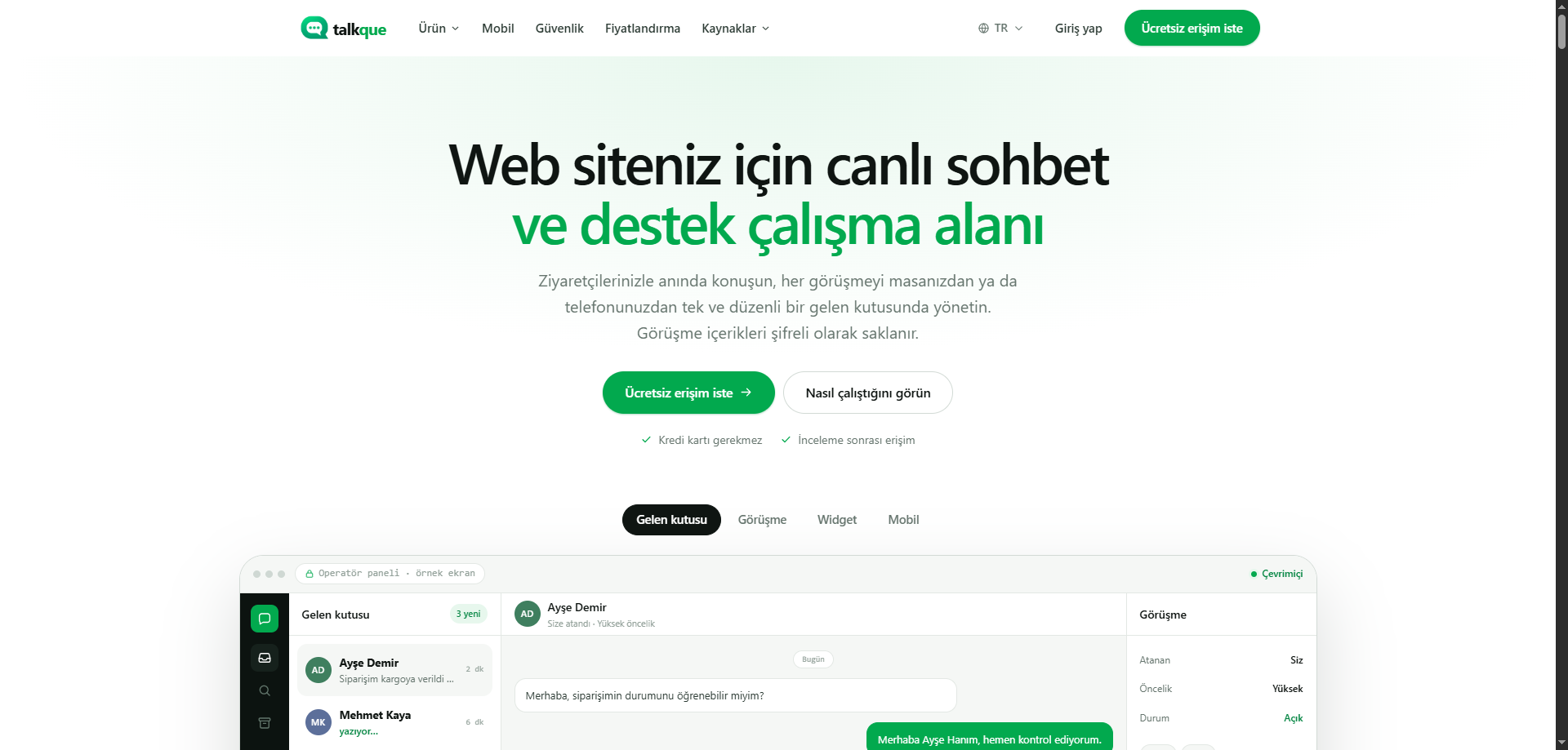 TalkQue – Canlı Destek ve Müşteri İletişim Yazılımı